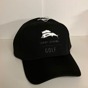 NWT Tommy Bahama golf hat black w/ white swordfish adjustable size on back